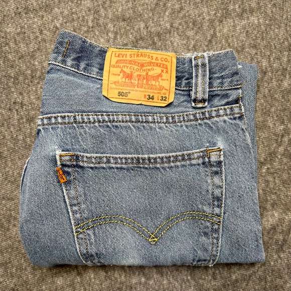 Vintage Levi's 505 Jeans Orange Tab Men's 34x32 90's Light Wash Denim fit 34x 30